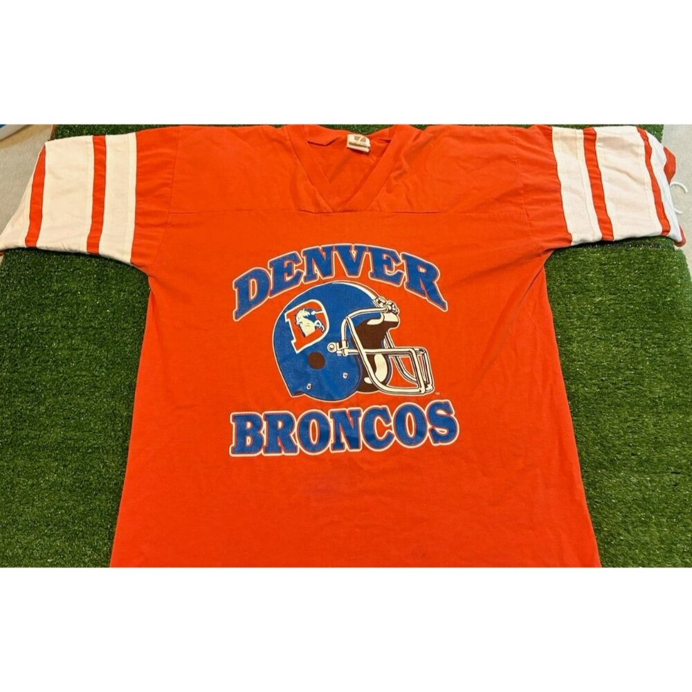Vintage Denver Broncos shirt mens large orange blue logo 7 1990s NFL 27 - Picture 4 of 12